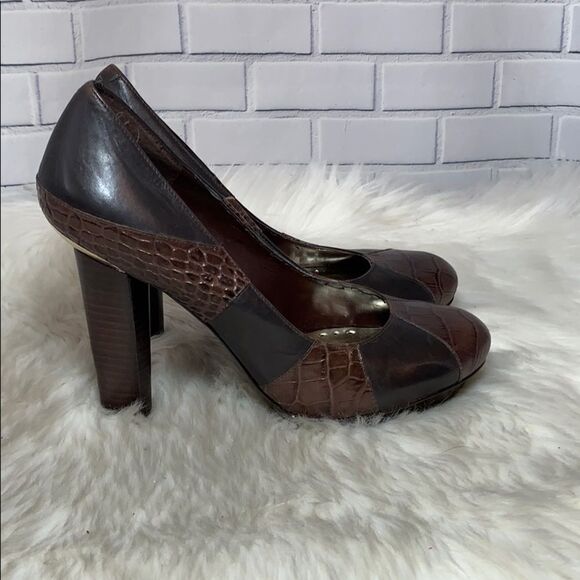 BCBGirls Karma Brown Croc/Black Platform Heel Sz 9 - Picture 4 of 7